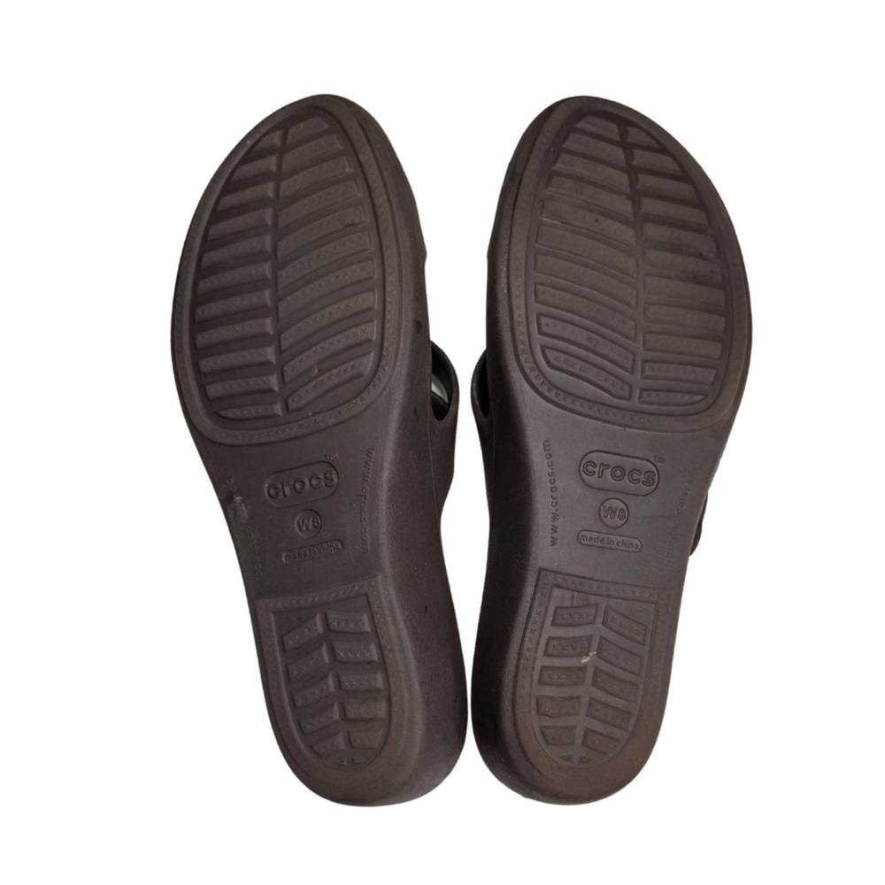 CROCS Brown Comfort Sandals Slip-On Design strappy 8 summer vacation beach - Picture 6 of 9